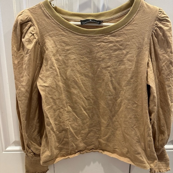 Pomander Place Puff Sleeve Top Womens Taupe Long Sleeve Pullover Blouse Size M - Picture 1 of 3